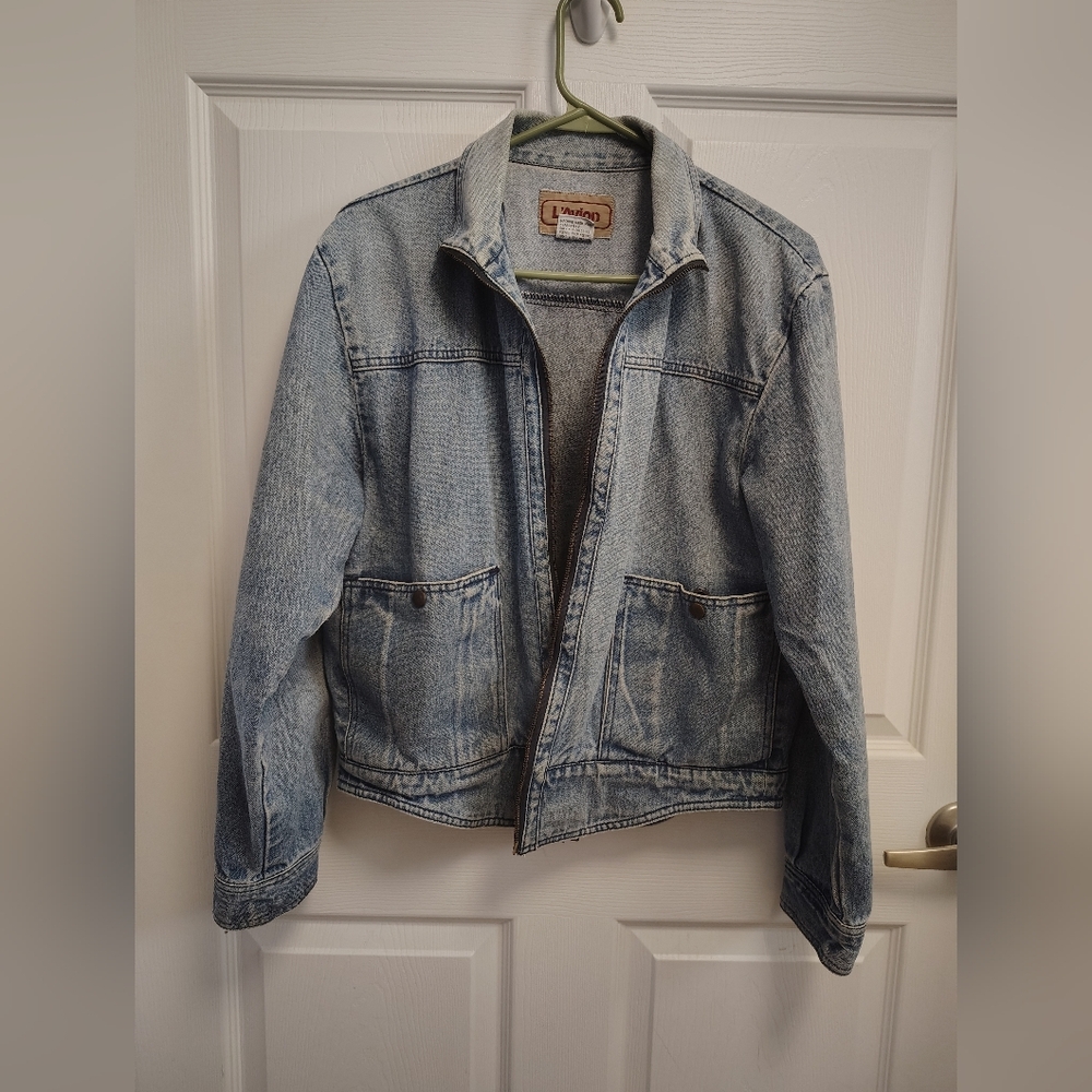 Vintage L'Avion Men's Blue Denim Jacket